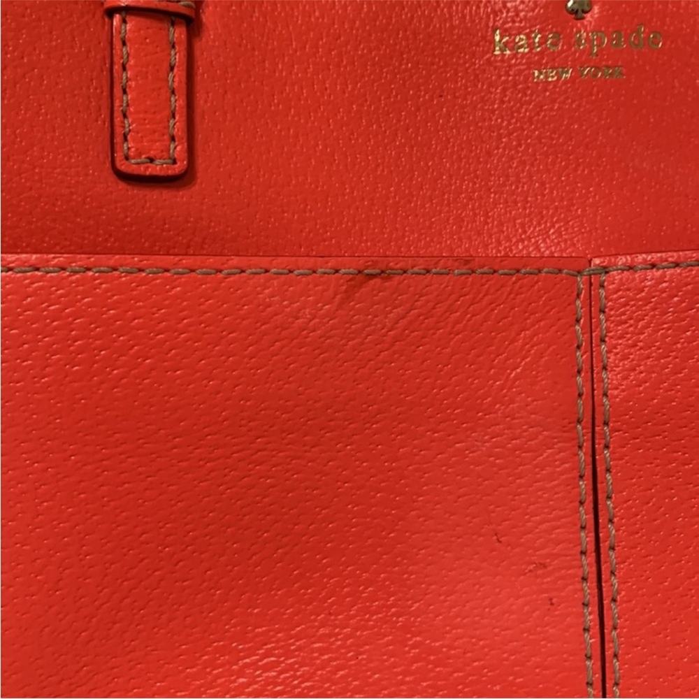 Kate Spade Coral Orange Leather Handbag Purse - Picture 10 of 13